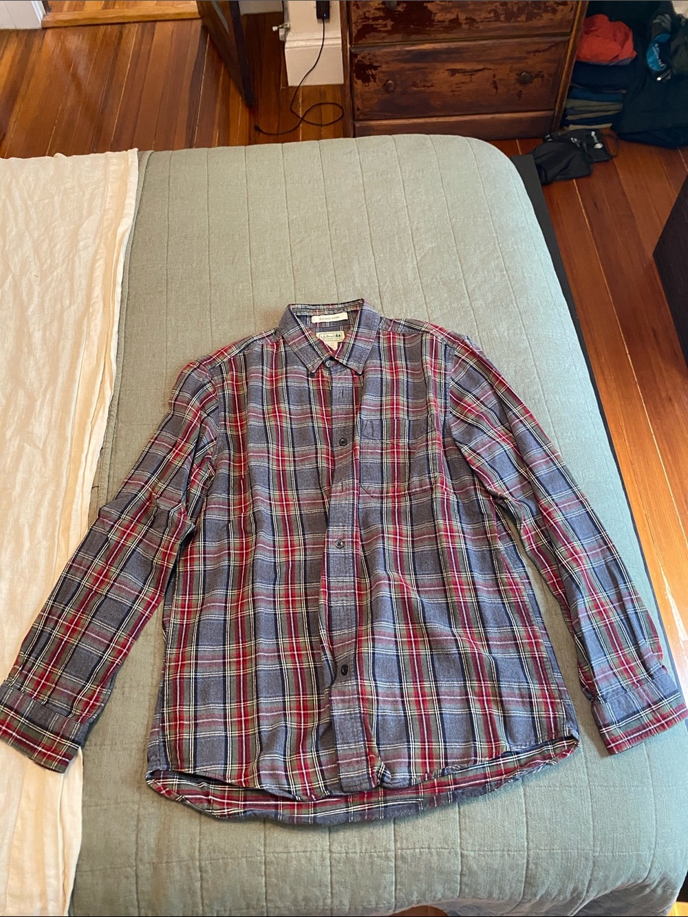 L.L. Bean Men's Red & Green Flannel - Medium